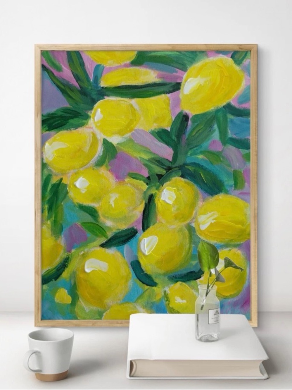Original 14x11” Acrylic Painting of a Lemon Tree